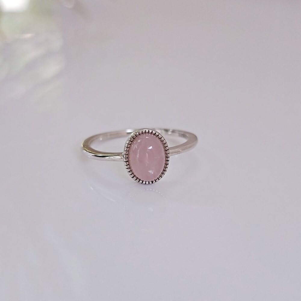 Sterling Silver Rose Quartz Ring, Stone of Love, Rose Quartz Jewelry, Gift Ideas